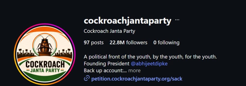 Cockroach Party Storms Indian Politics